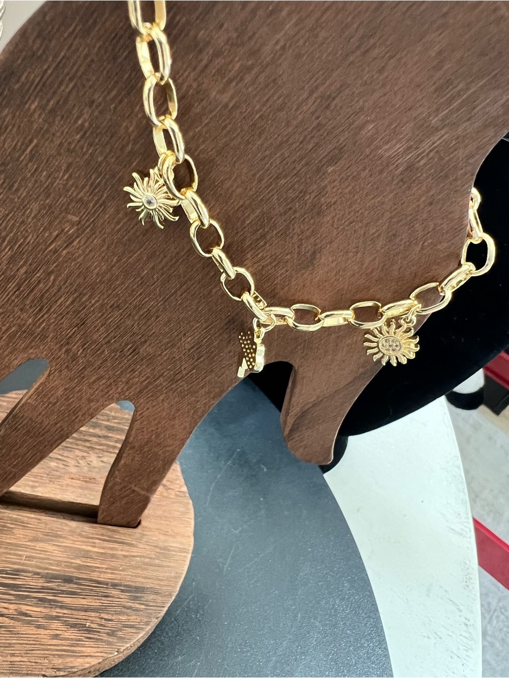 14kt Gold Plated Sun, Star & Cloud Charm Bracelet - Women